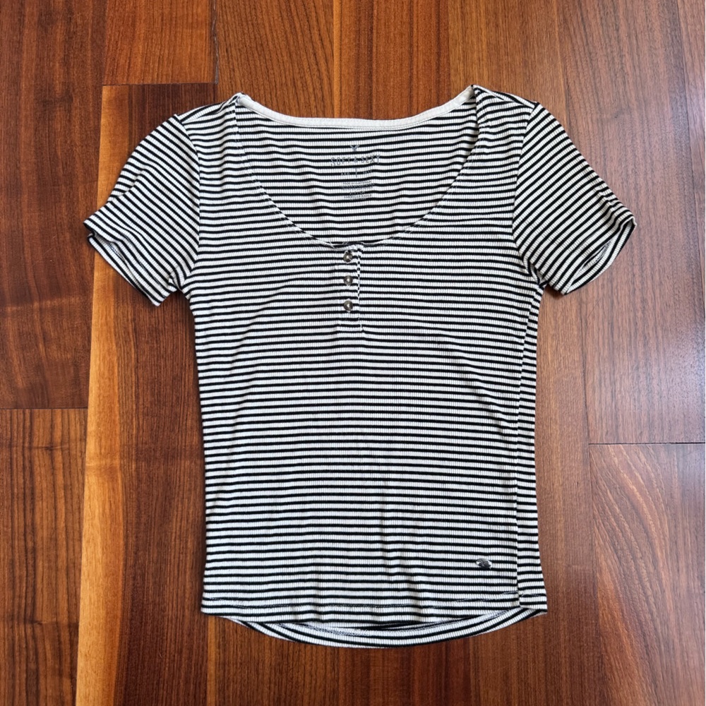 American Eagle Soft & Sexy Striped Black and White Tee